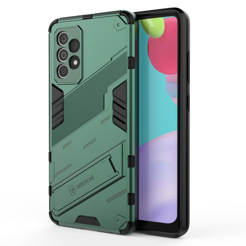 Samsung Galaxy A52 5G Punk Armor 2 in 1 PC + TPU Shockproof Case with Invisible Holder - Green