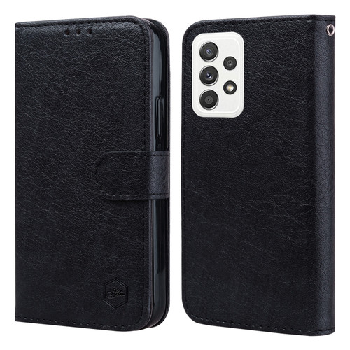 Samsung Galaxy A52 5G Skin Feeling Oil Leather Texture PU + TPU Phone Case - Black