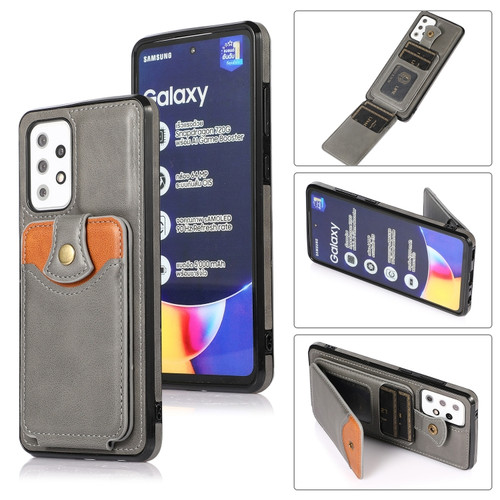 Samsung Galaxy A52 5G Soft Skin Leather Wallet Bag Phone Case - Grey