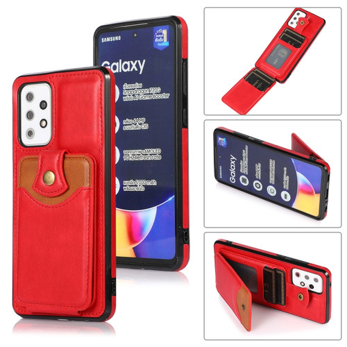 Samsung Galaxy A52 5G Soft Skin Leather Wallet Bag Phone Case - Red