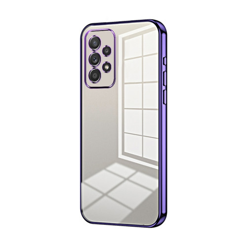 Samsung Galaxy A52 5G Transparent Plating Fine Hole Phone Case - Purple