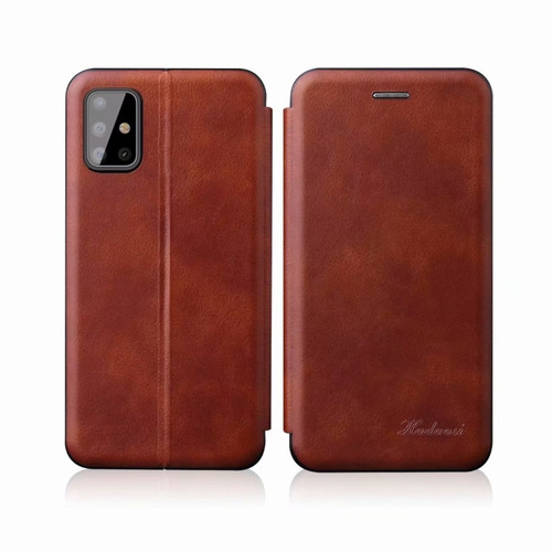 Samsung Galaxy A52 5G/4G ntegrated Electricity Pressing Retro Texture Magnetic TPU+PU Leather Case with Card Slot & Holder - Brown