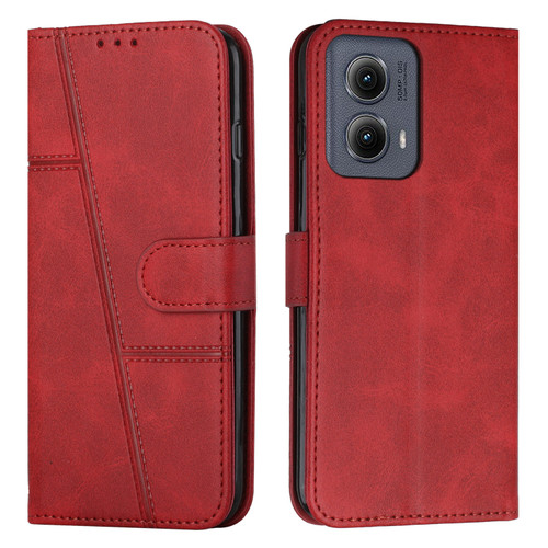 Motorola Edge 2024 Stitching Calf Texture Buckle Leather Phone Case - Red