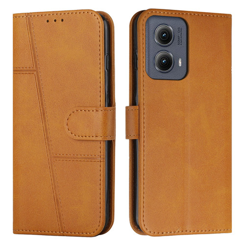 Motorola Edge 2024 Stitching Calf Texture Buckle Leather Phone Case - Yellow