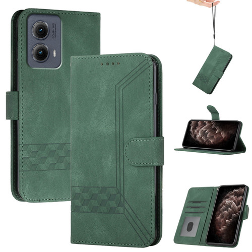 Motorola Edge 5G 2024 Cubic Skin Feel Flip Leather Phone Case - Green