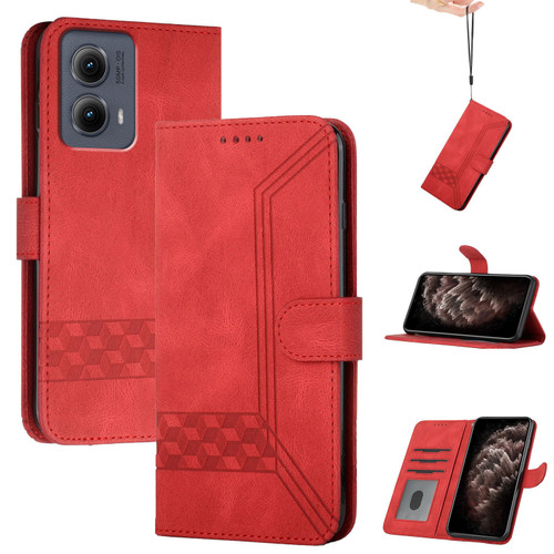 Motorola Edge 5G 2024 Cubic Skin Feel Flip Leather Phone Case - Red