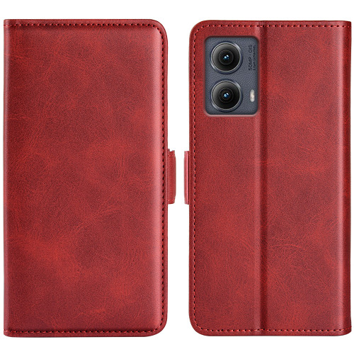 Motorola Edge 5G 2024 Dual-side Magnetic Buckle Horizontal Flip Leather Phone Case - Red