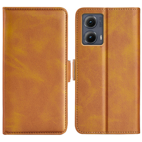 Motorola Edge 5G 2024 Dual-side Magnetic Buckle Horizontal Flip Leather Phone Case - Yellow