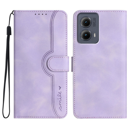 Motorola Edge 5G 2024 Heart Pattern Skin Feel Leather Phone Case - Purple