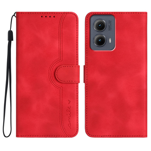 Motorola Edge 5G 2024 Heart Pattern Skin Feel Leather Phone Case - Red