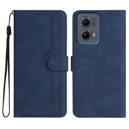 Motorola Edge 5G 2024 Heart Pattern Skin Feel Leather Phone Case - Royal Blue