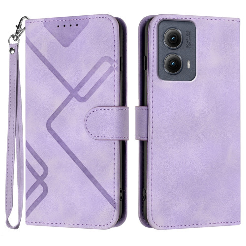 Motorola Edge 5G 2024 Line Pattern Skin Feel Leather Phone Case - Light Purple