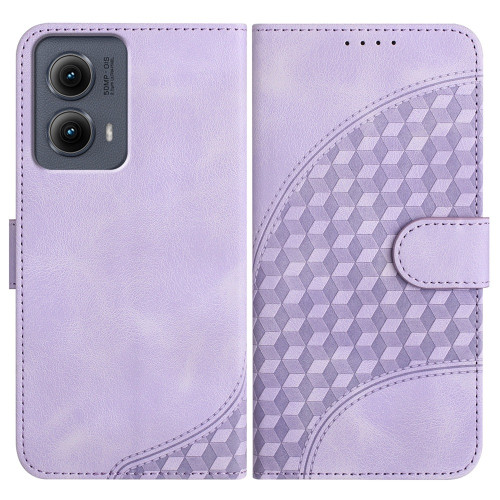 Motorola Edge 5G 2024 YX0060 Elephant Head Embossed Phone Leather Case with Lanyard - Light Purple