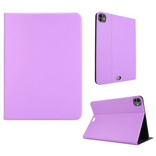 iPad Pro 13 2024 Stretch Voltage Plain Leather Smart Tablet Case - Purple