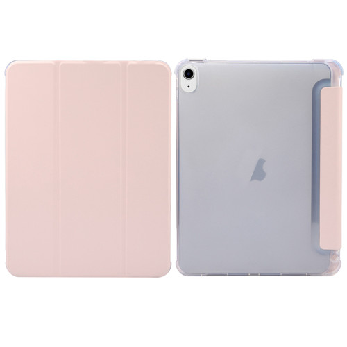 iPad Air 11 2024 3-folding Electric Pressed Skin Texture Leather Tablet Case - Light Pink