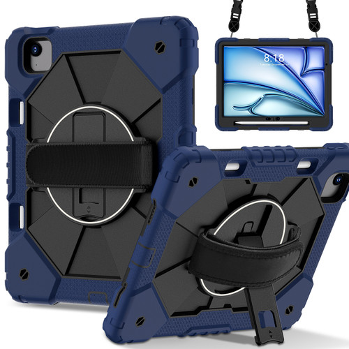 iPad Air 11 2024 Contrast Color Robot Silicone Hybrid PC Tablet Case - Navy Black