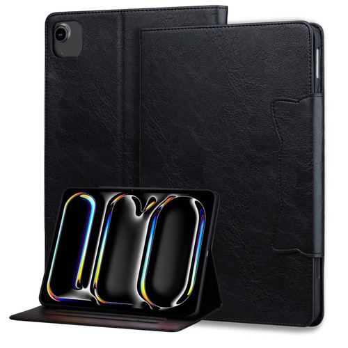 iPad Air 13 2024 Cat Buckle Leather Smart Tablet Case - Black