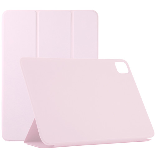 iPad Air 13 2024 / Pro 12.9 2020 Non-buckle Double-sided Magnetic Flip Leather Tablet Case With Holder & Sleep / Wake-up Function - Pink