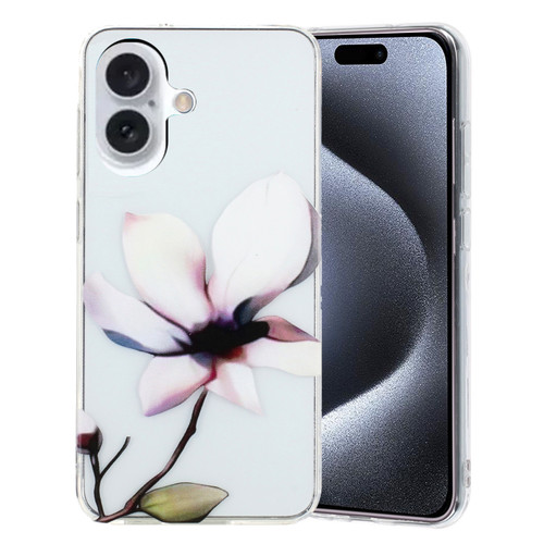 iPhone 16 Colorful Painting Pattern TPU Phone Case - White Flowers