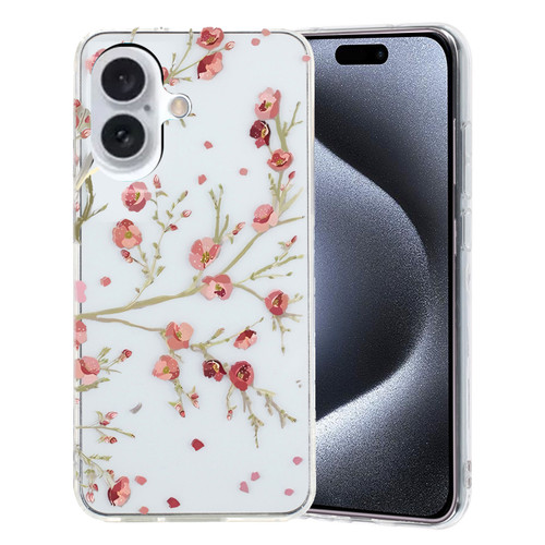 iPhone 16 Colorful Painting Pattern TPU Phone Case - Red Flowers