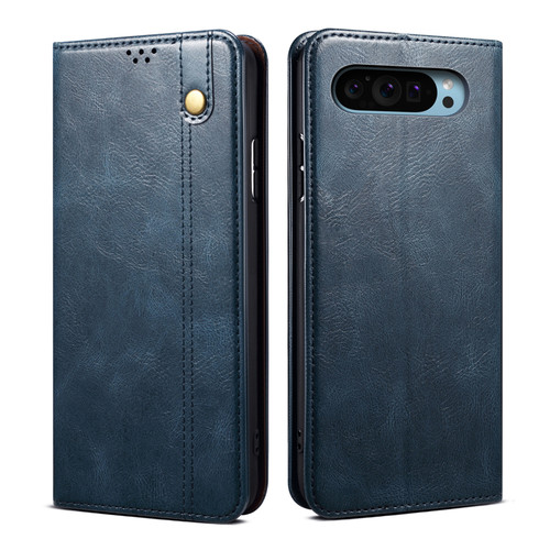 Google Pixel 9 / 9 Pro Oil Wax Crazy Horse Texture Leather Phone Case - Blue