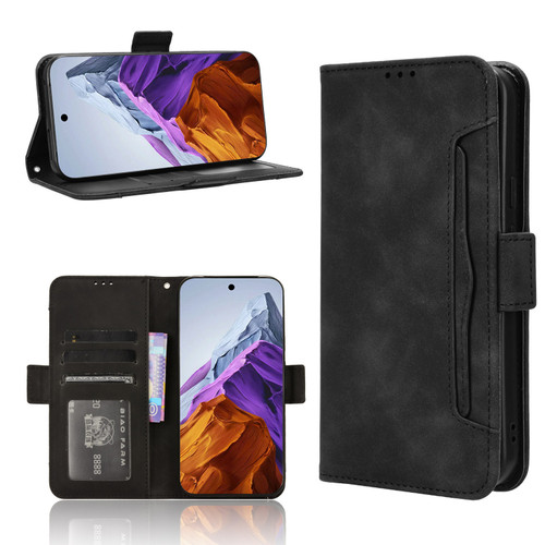 Google Pixel 9 Pro Skin Feel Calf Texture Card Slots Leather Phone Case - Black