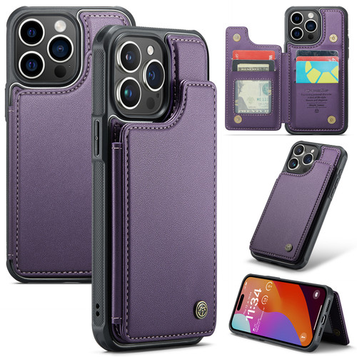 iPhone 16 Pro Max CaseMe C22 Card Slots Holder RFID Anti-theft Phone Case - Purple