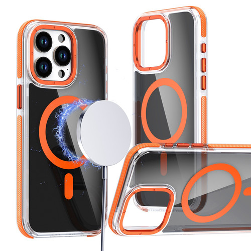 iPhone 16 Pro Max Magsafe Dual-Color Transparent Black Full Coverage Phone Case - Orange