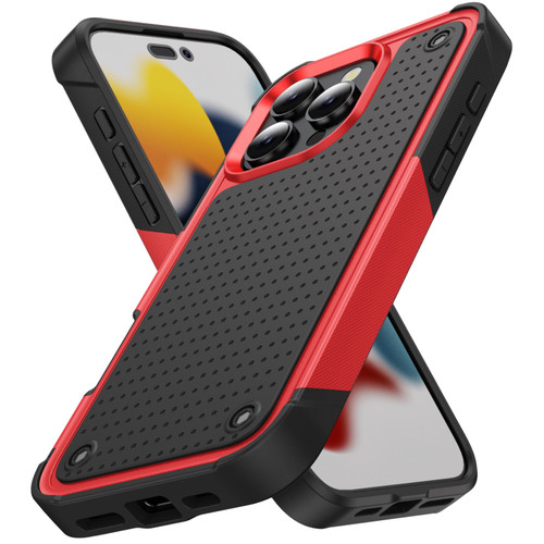 iPhone 16 Pro Max PC + TPU Shockproof Protective Phone Case - Red+Black