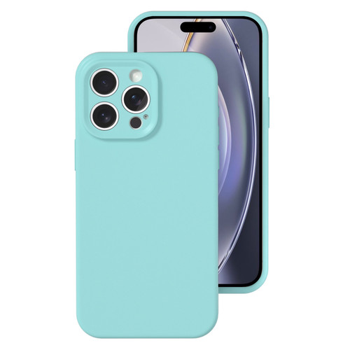 iPhone 16 Pro Max Precise Hole Liquid Silicone Jelly Color Full Coverage Phone Case - Glacier Blue