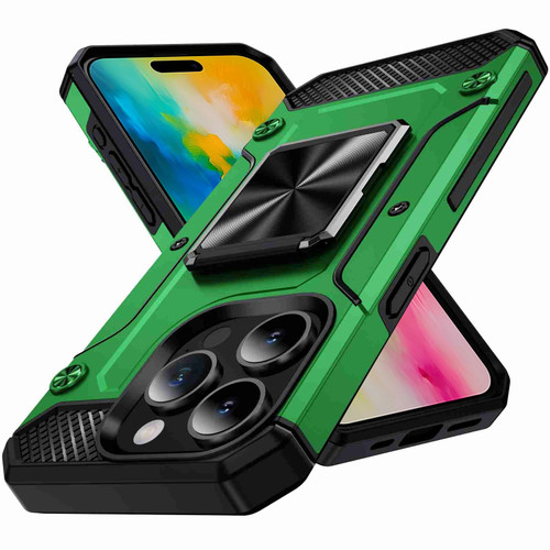 iPhone 16 Pro Max Shockproof Metal Holder Phone Case - Green