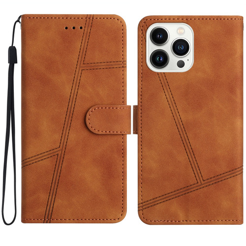 iPhone 16 Pro Max Skin-feel Stitching Leather Phone Case - Brown