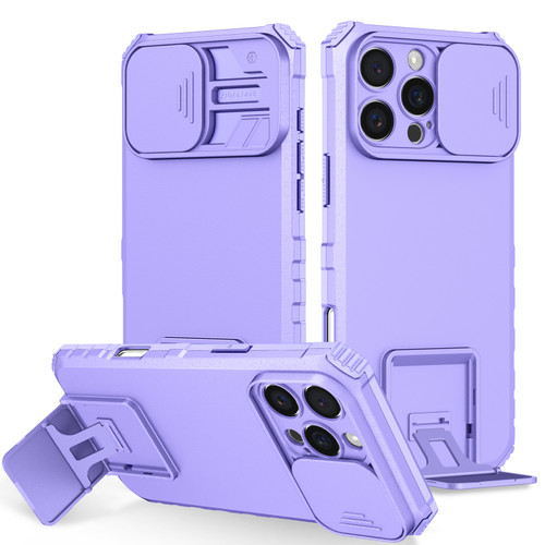 iPhone 16 Pro Max Stereoscopic Holder Sliding Camshield Phone Case - Purple