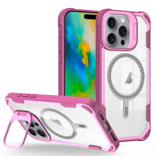 iPhone 16 Pro Max Transparent Acrylic MagSafe Lens Holder Phone Case - Pink