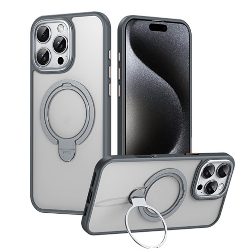 iPhone 16 Pro Double Ring MagSafe Magnetic Holder Phone Case - Matte Grey