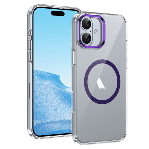 iPhone 16 Plus Ice Feel HD Transparent MagSafe PC Full Coverage Phone Case - Purple