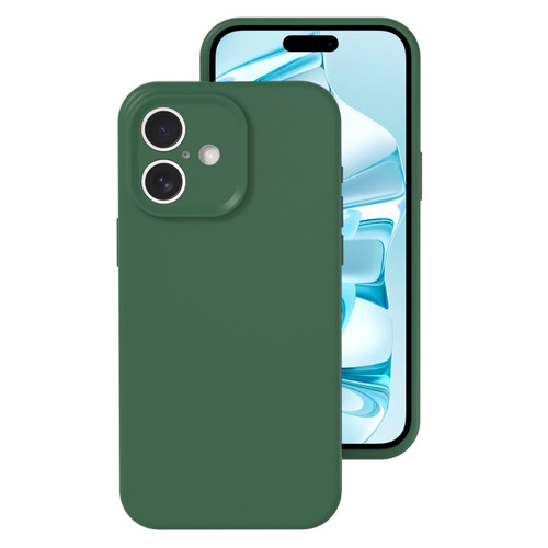 iPhone 16 Plus Precise Hole Liquid Silicone Jelly Color Full Coverage Phone Case - Moss Green