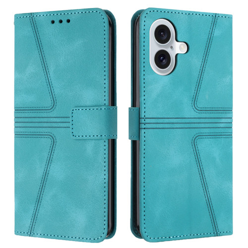 iPhone 16 Plus Triangle Solid Color Leather Phone Case - Green