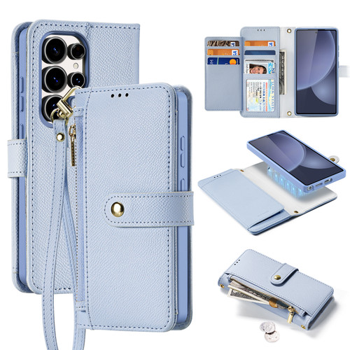 Samsung Galaxy S25 Ultra 5G DUX DUCIS Lawa Series 2 in 1 Wallet Zipper Detachable MagSafe Phone Case with Lanyard - Light Blue