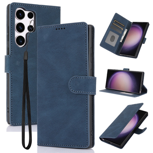 Samsung Galaxy S25 Ultra 5G Fantasy Skin-feel Calfskin Texture Leather Phone Case - Blue