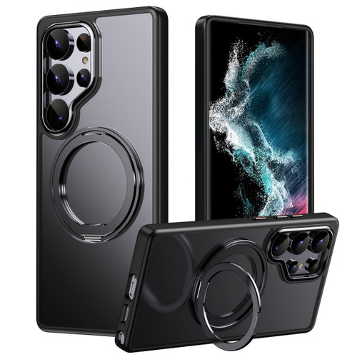 Samsung Galaxy S25 Ultra 5G Frosted 360 Degree MagSafe Magnetic Holder Phone Case - Black