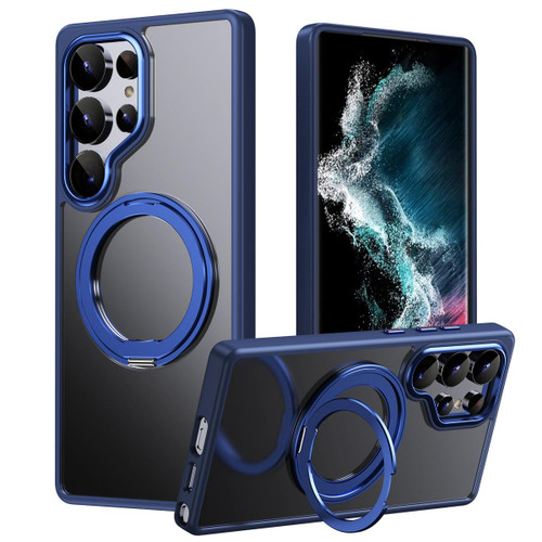 Samsung Galaxy S25 Ultra 5G Frosted 360 Degree MagSafe Magnetic Holder Phone Case - Blue