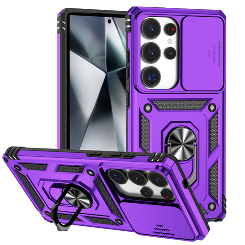 Samsung Galaxy S25 Ultra 5G Sliding Camshield Holder Phone Case - Purple