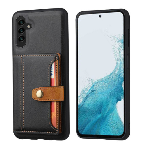 Samsung Galaxy S25+ 5G Calfskin Card Slot TPU Hybrid PU Phone Case - Black