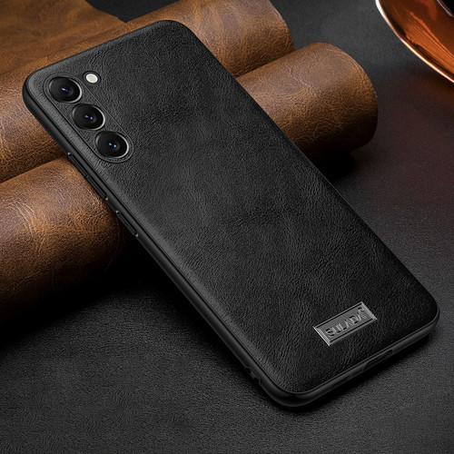 Samsung Galaxy S25+ 5G SULADA Shockproof TPU Hybrid Handmade Leather Phone Case - Black