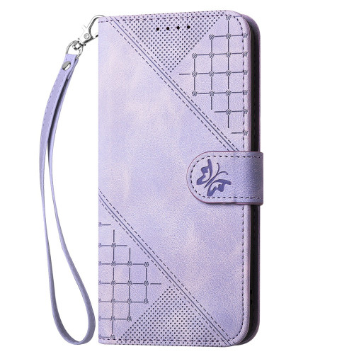 Samsung Galaxy S25 5G YX0080 Grid Butterfly Embossed Pattern Flip