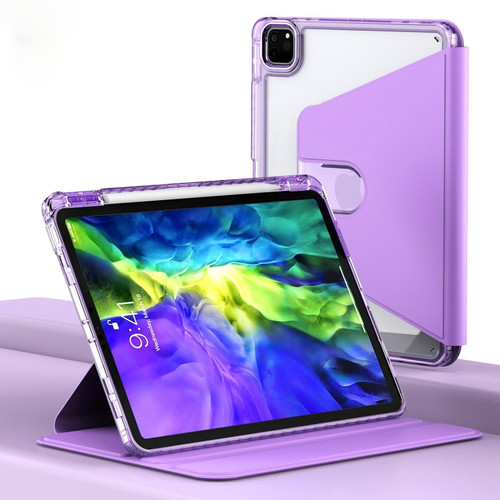 iPad Pro 11 2022 / 2021 / 2020 Clear 360 Rotation Stand Smart Leather Tablet Case - Purple