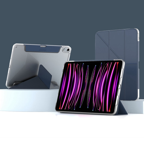 iPad Pro 11 2022 / 2021 / 2020 Mutural Deformation Stand Smart Leather Tablet Case - Dark Blue