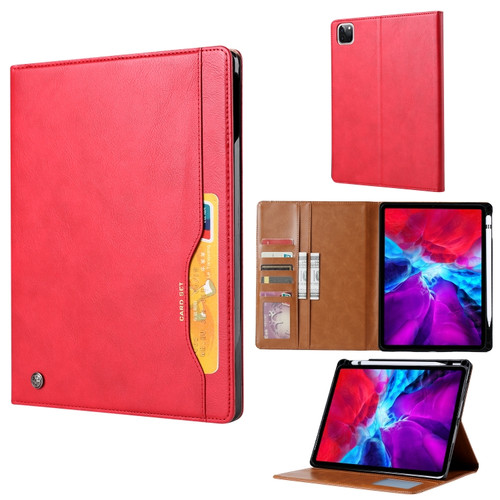 iPad Pro 11 2022 / 2021 Knead Skin Texture Horizontal Flip Leather Tablet Case with Photo Frame & Holder & Card Slots & Wallet - Red