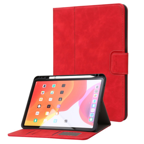 iPad Pro 11 2022 / 2021 / 2020 / 2018 Calf Texture Horizontal Flip Leather Tablet Case - Red